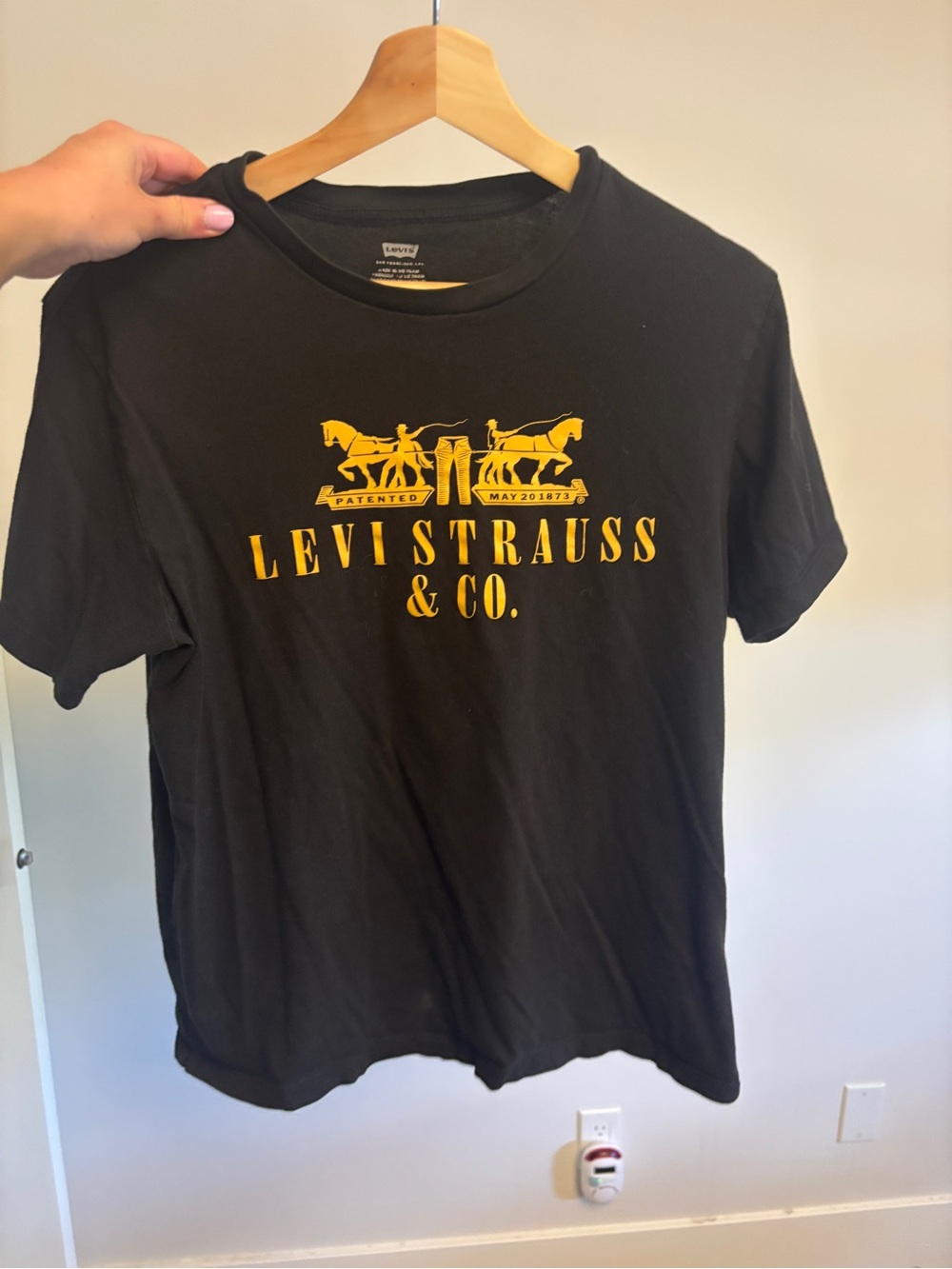 Levi's Black Short Sleeve Tee with Yellow Chest Graphic